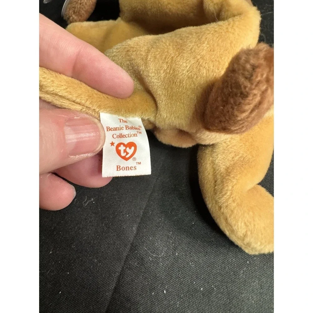 Set of 2 Ty Beanie Babies Bones Dog Plush 1993 1994 Heart Tags PVC Pellets